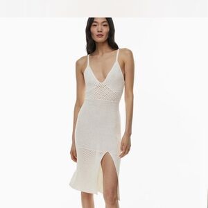 Aritzia Wilfred Evie Midi Cream and white knitted dress XS